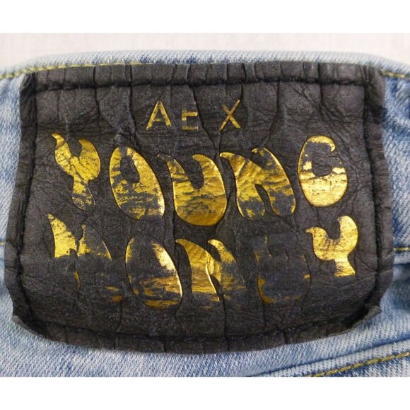 American Eagle x Young Money Mens Stacked Skinny Light Wash Distressed Jeans 36x - Picture 15 of 15